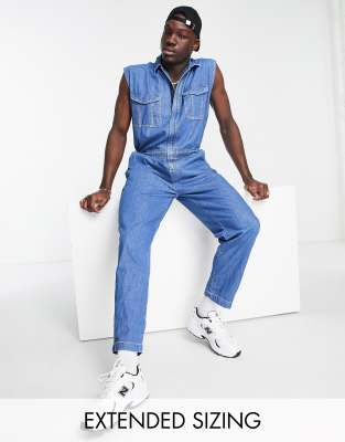  Синий джинсовый комбинезон без рукавов ASOS DESIGN-Голубой