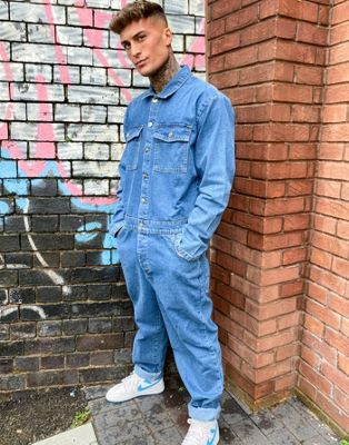 фото Синий джинсовый комбинезон в винтажном стиле asos design