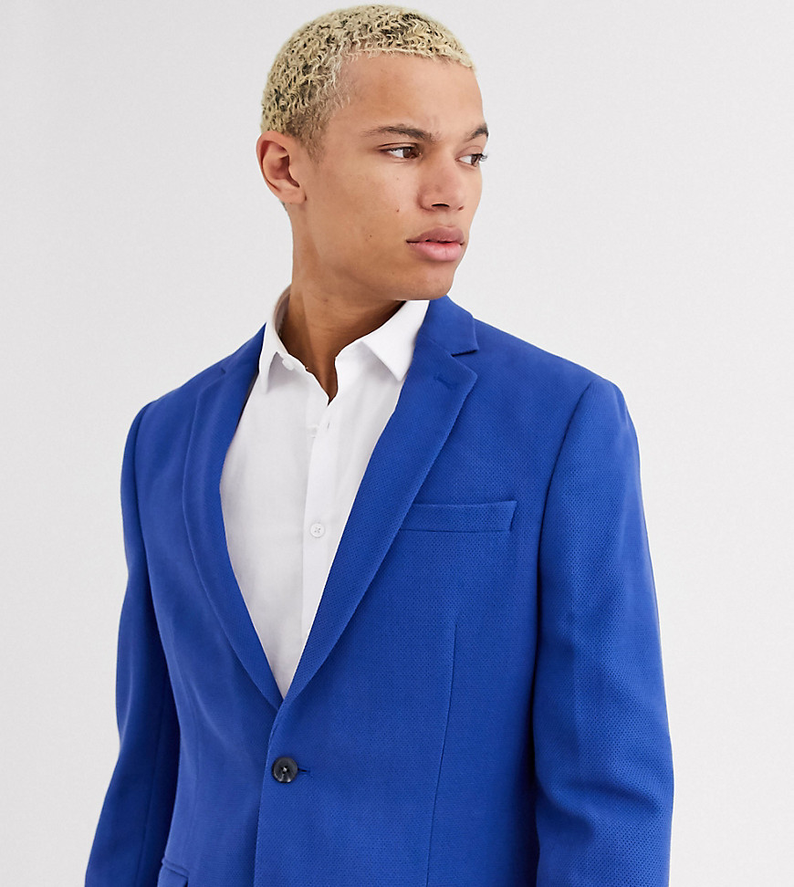 фото Синий фактурный пиджак приталенного кроя asos design tall