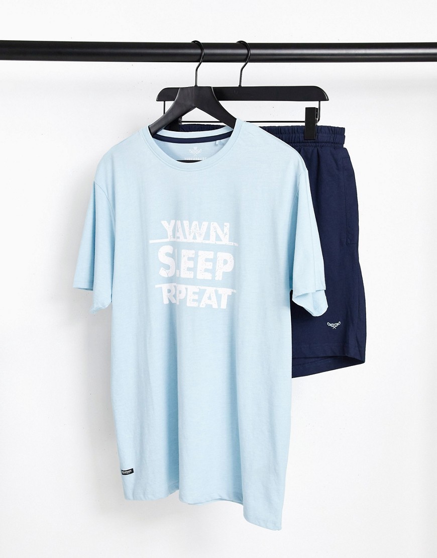 фото Синий комплект одежды для дома с принтом "yawn sleep" threadbare-голубой