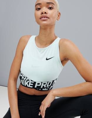 фото Синий кроп-топ с перекрестом nike pro training-зеленый nike training