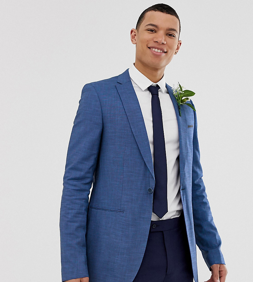 фото Синий пиджак узкого кроя из ткани с отливом asos tall wedding asos design