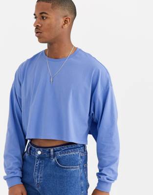 фото Синий укороченный oversize-лонгслив asos design-фиолетовый