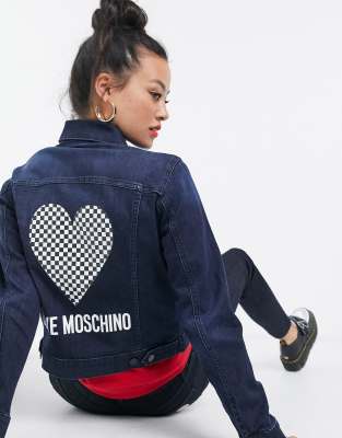 фото Синяя джинсовая куртка с логотипом в виде сердца love moschino-синий