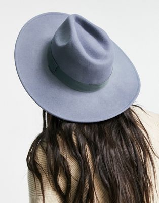 фото Синяя фетровая шляпа с широкими полями и регулируемым ремешком asos design-голубой