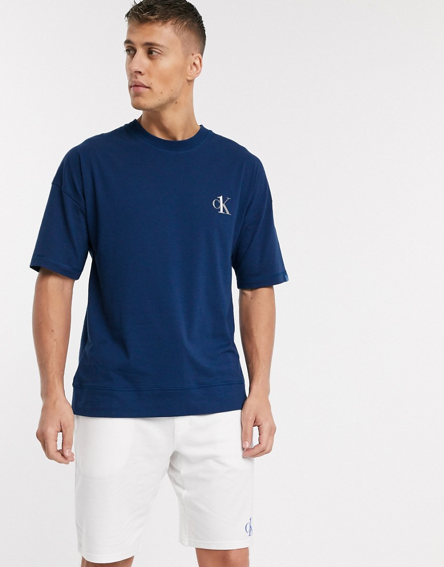 фото Синяя футболка для дома с круглым вырезом calvin klein ck one-синий