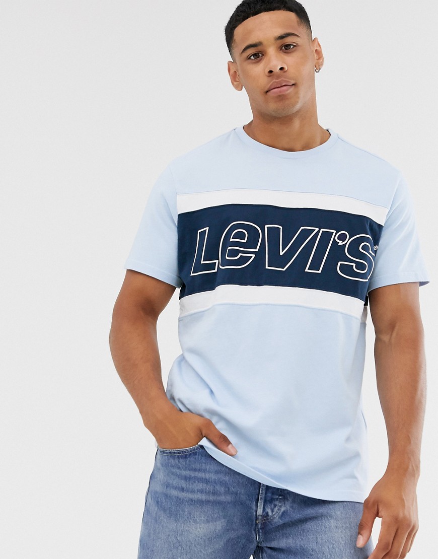 фото Синяя футболка колор блок с логотипом на груди levi's - skyway-синий