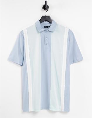  Синяя футболка-поло в стиле колор блок ASOS DESIGN-Голубой