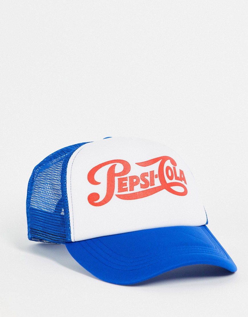 фото Синяя кепка с принтом "pepsi" в стиле ретро asos design-голубой