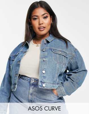 фото Синяя классическая джинсовая куртка asos design curve-голубой asos curve