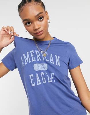 фото Синяя классическая футболка american eagle-голубой