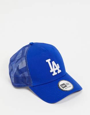 фото Синяя однотонная бейсболка с сетчатой вставкой new era los angeles dodgers-голубой