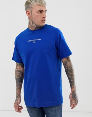 фото Синяя oversize-футболка с маленьким логотипом good for nothing-синий