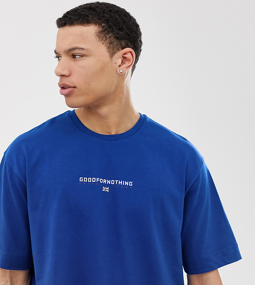фото Синяя oversize-футболка с маленьким логотипом good for nothing-синий