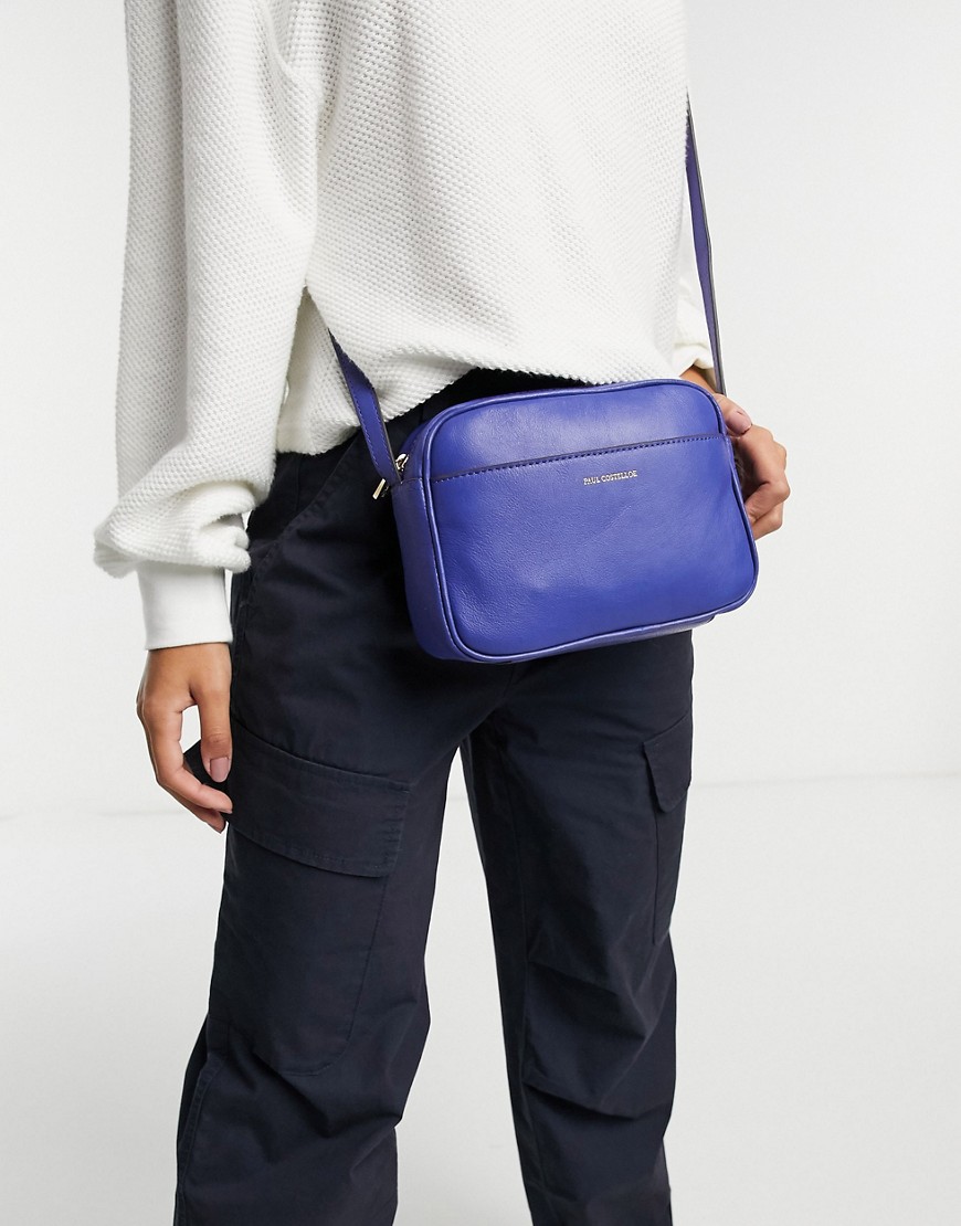 фото Синяя сумка-кошелек из кожи paul costelloe cooper-голубой