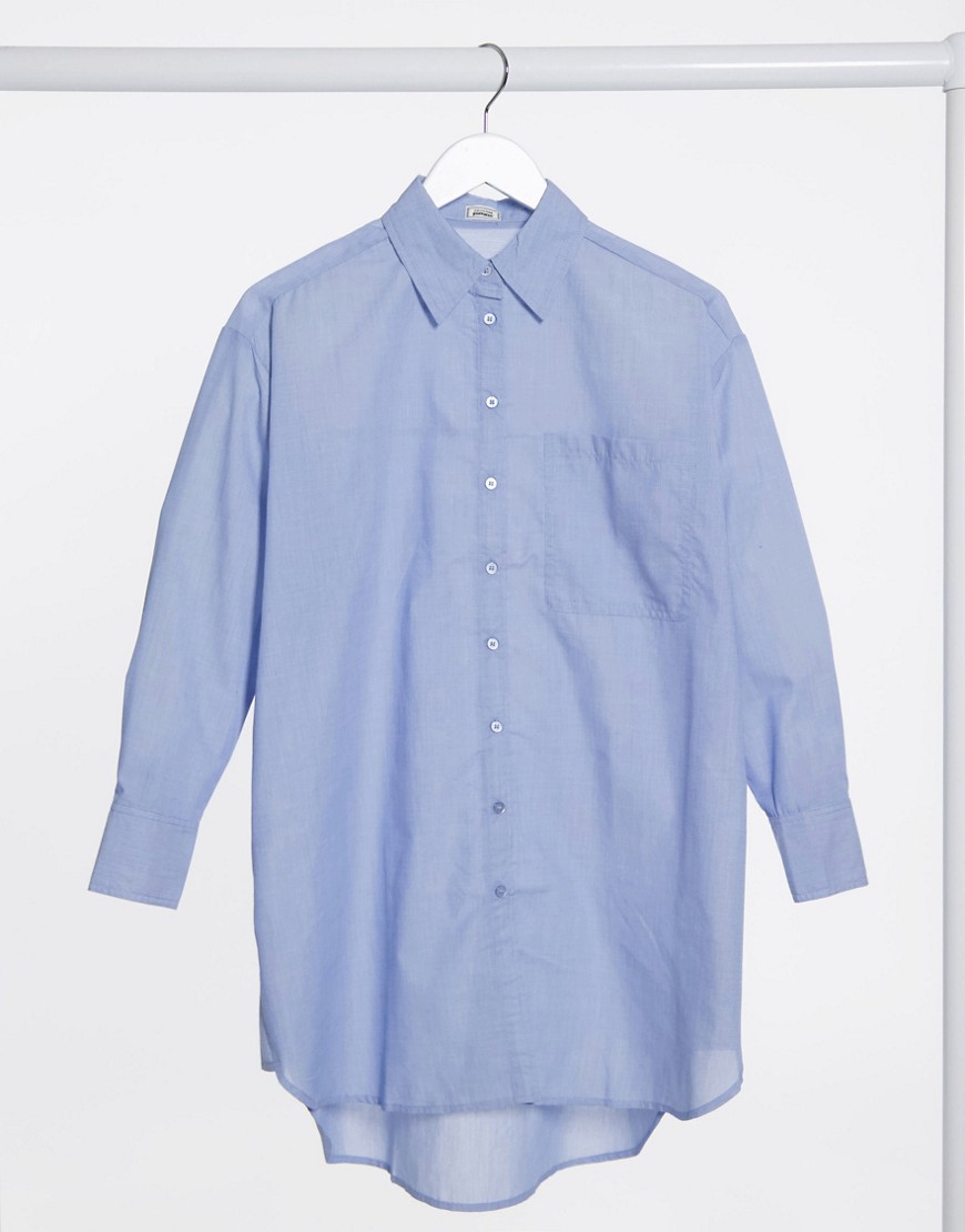 Синяя удлиненная oversized-рубашка из поплина Pimkie-Синий