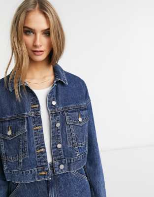 фото Синяя укороченная джинсовая куртка в стиле oversized dr denim yoko-голубой