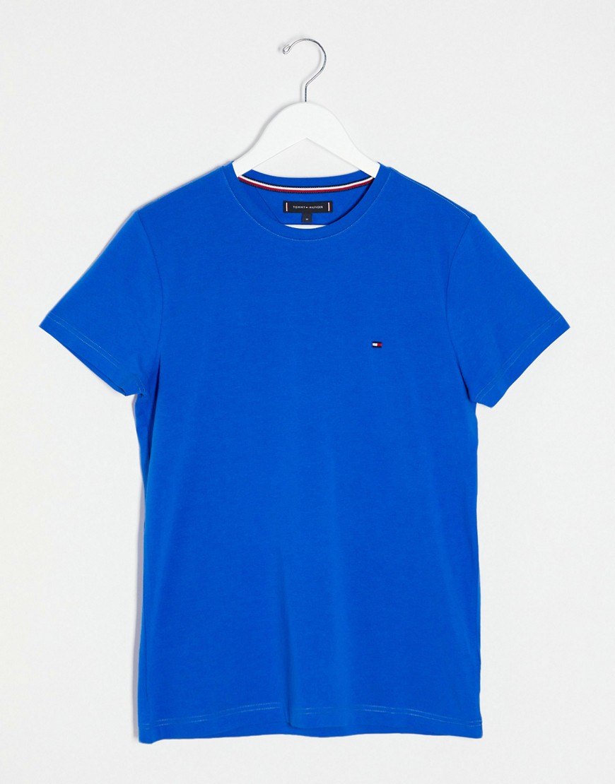 фото Синяя узкая футболка с логотипом tommy hilfiger-синий