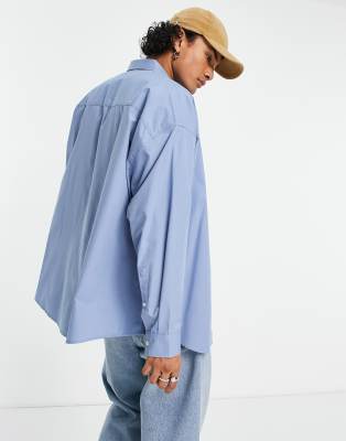 фото Синяя винтажная рубашка в стиле extreme oversized asos design-голубой