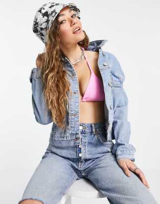 Джинсовые куртки Синяя выбеленная куртка Topshop Spice-Голубой