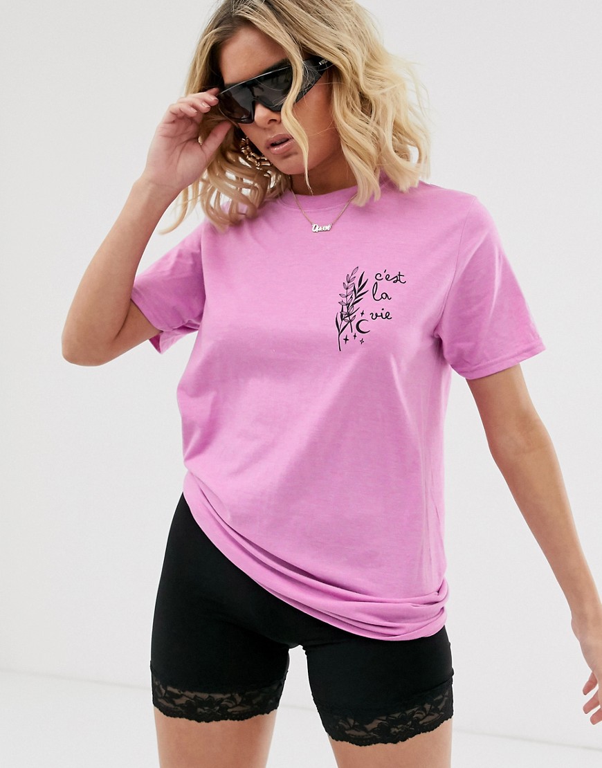 фото Сиреневая футболка с графичным принтом missguided-фиолетовый