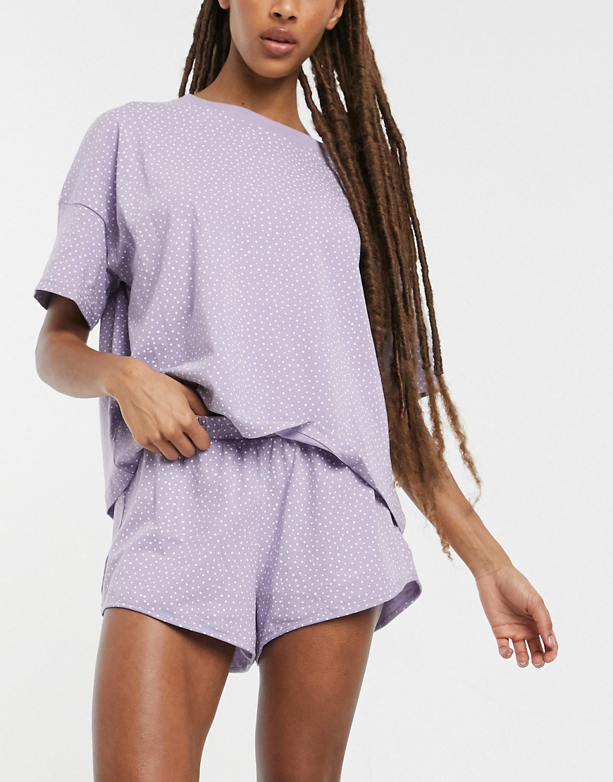фото Сиреневая пижама из органического хлопка в горошек monki tova-фиолетовый