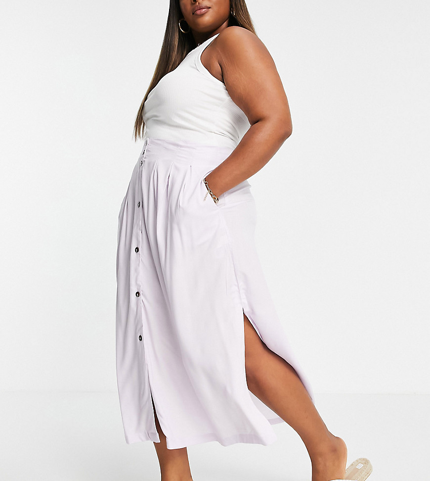  Сиреневая юбка миди на пуговицах с глубокими карманами ASOS DESIGN Curve-Разноцветный