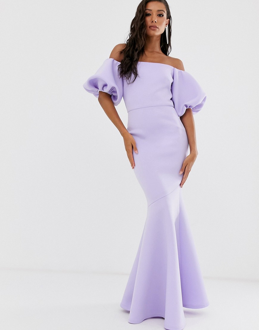 фото Сиреневое платье макси с баской true violet black label-синий