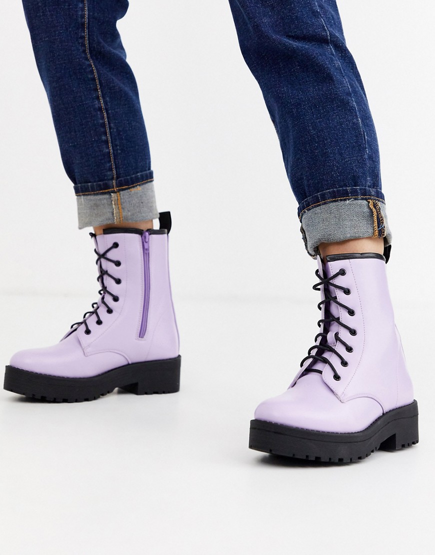 фото Сиреневые ботинки в стиле милитари truffle collection-фиолетовый