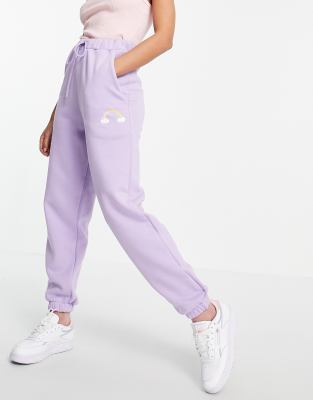 фото Сиреневые oversized-джоггеры от комплекта с рисунком медвежат "care bear" asos design-фиолетовый цвет