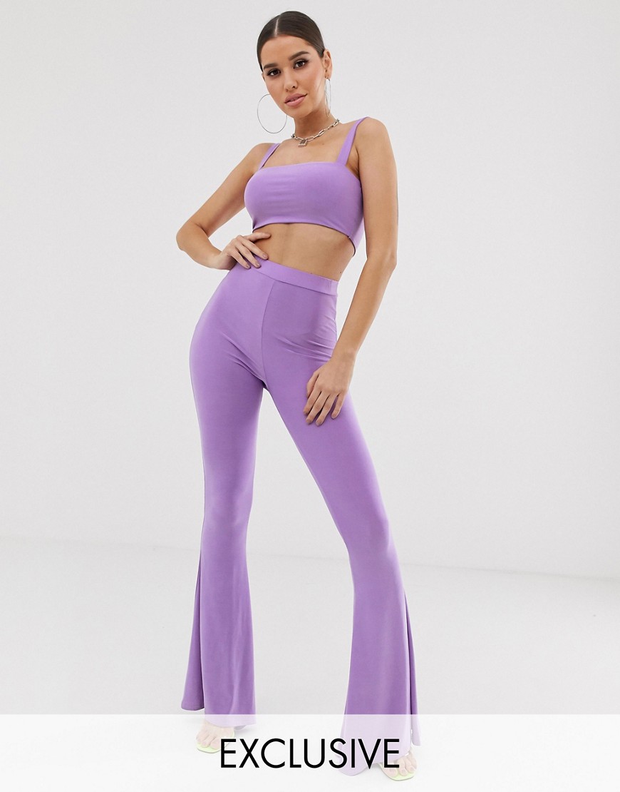 фото Сиреневые расклешенные брюки fashionkilla-фиолетовый