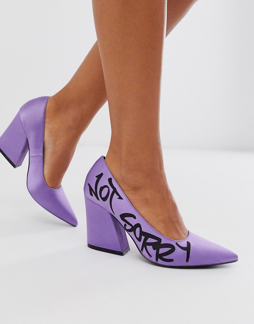 фото Сиреневые туфли-лодочки на блочном каблуке asos design-фиолетовый