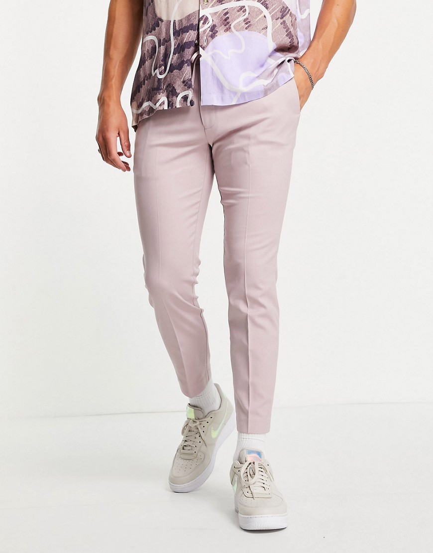 фото Сиреневые зауженные брюки-джоггеры в строгом стиле topman-фиолетовый цвет