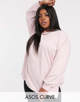 фото Сиреневый легкий oversize-свитшот с разрезами по бокам asos design curve-фиолетовый asos curve