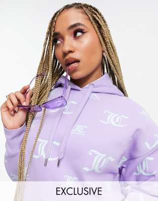 фото Сиреневый oversized-худи с логотипом от комплекта juicy couture x asos-фиолетовый цвет