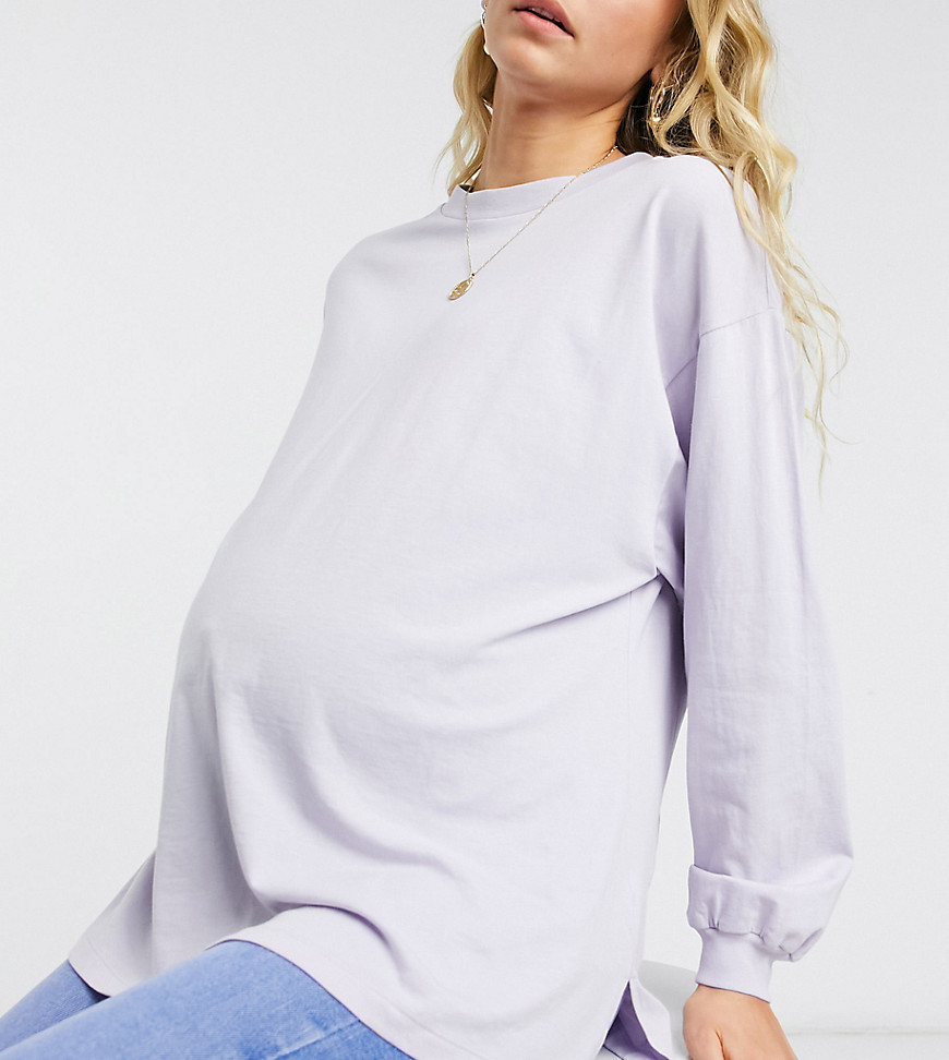 фото Сиреневый oversized-лонгслив с манжетами asos design maternity asos maternity