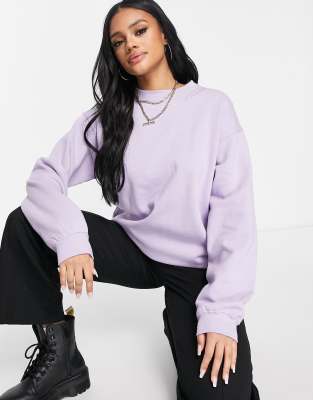 фото Сиреневый oversized-свитшот с вышивкой missguided-фиолетовый цвет