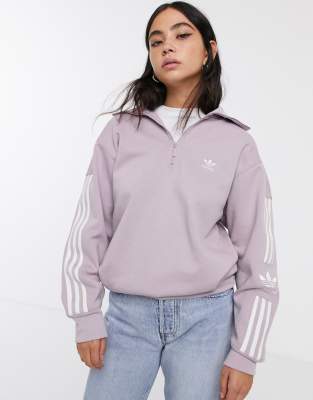 фото Сиреневый свитшот с короткой молнией adidas originals - locked up-фиолетовый