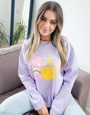 фото Сиреневый свитшот в стиле oversized от комплекта с принтом медвежат care bears asos design-фиолетовый цвет