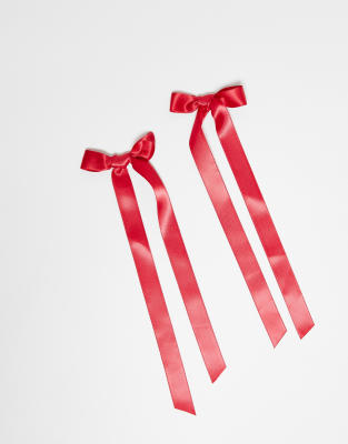Schleifen Haarspangen Set – In Schwarz, Weiß Und Rot, Dekorative Haarschmuck-Spangen