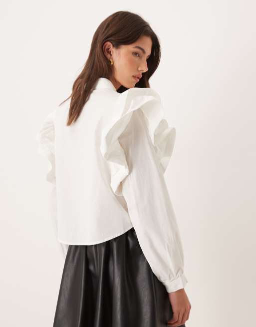 Sister Jane – Afterglow – Vit skjorta i oversize med volang, 2 av 4