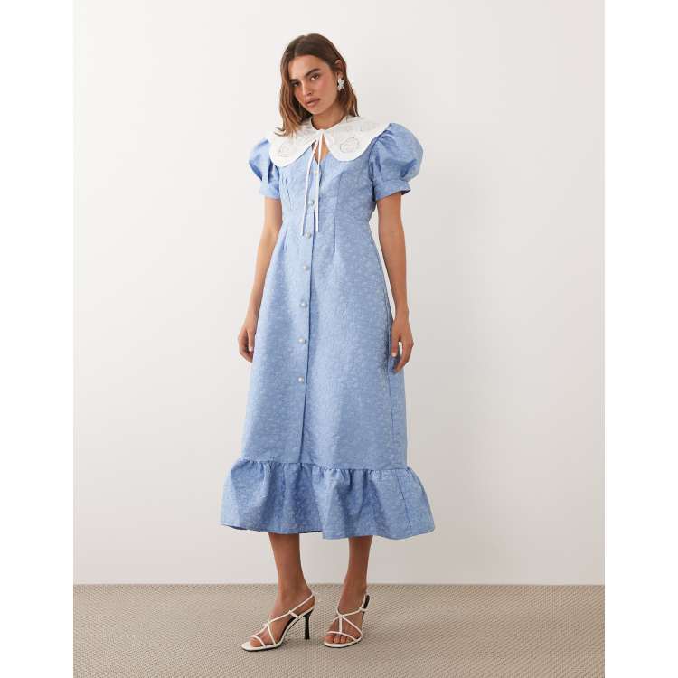 Sister Jane Alice jacquard frill hem midi dress with removable
