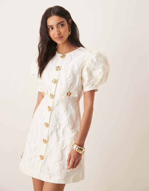 Sister Jane Anemone jacquard mini dress in ivory, 3 of 4