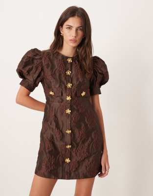 Sister Jane - Anemone - Minikleid in Schokobraun mit Jacquard-Muster-Brown