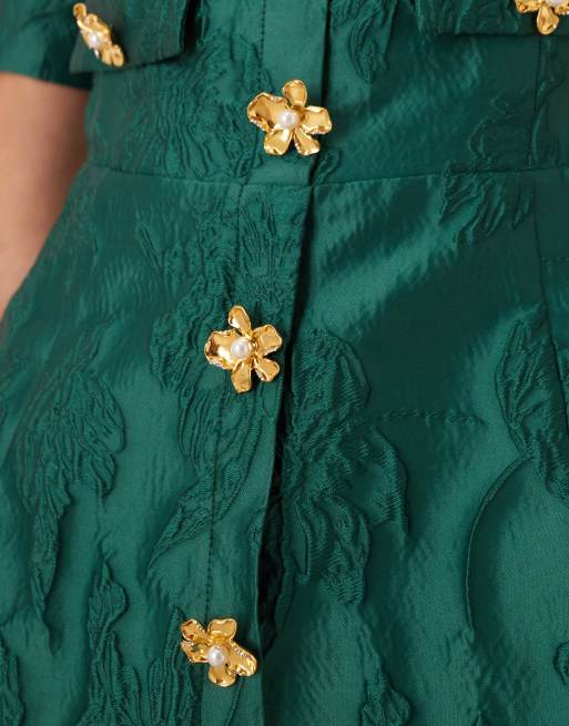 Sister Jane - Anemone - Smaragdgrøn minikjole i jacquard, 4 af 4