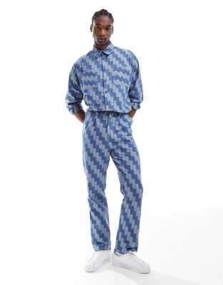Ansel patchwork denim pants in blue - part of a set