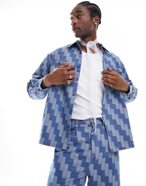 Sister Jane Ansel patchwork denim shirt in blue (part of a set)