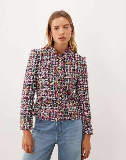 Sister Jane Ara tweed high collar jacket in multi - view 1