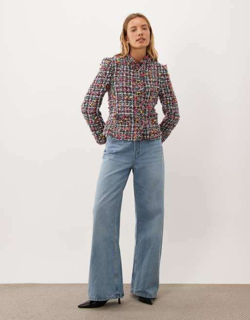 Sister Jane Ara tweed high collar jacket in multi, 4 of 4