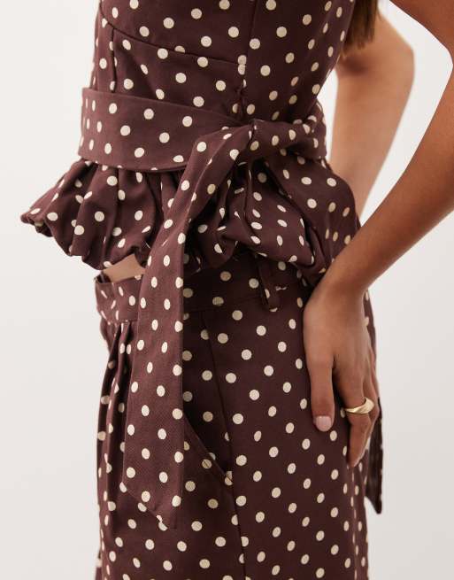 Sister Jane Arles cotton v-neck cap sleeve peplum top set in cream polka dot, 3 of 4